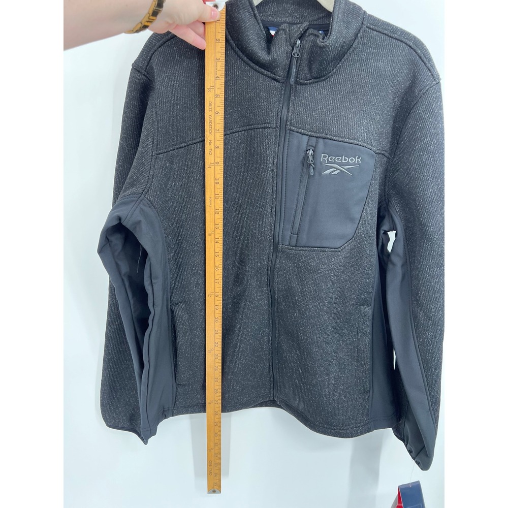 Reebok Mens Full Zip Fleece Jacket Black Heather OMRB1530 Large NWT - Picture 10 of 10